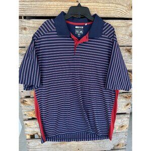 Adidas Mens Climacool Golf Polo Shirt Mens L - Red Blue Striped